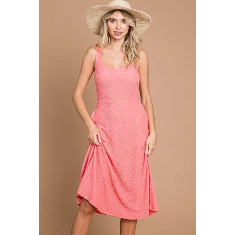 Culture Code Texture Square Neck Tank Dress with Pockets Apparel and Accessories