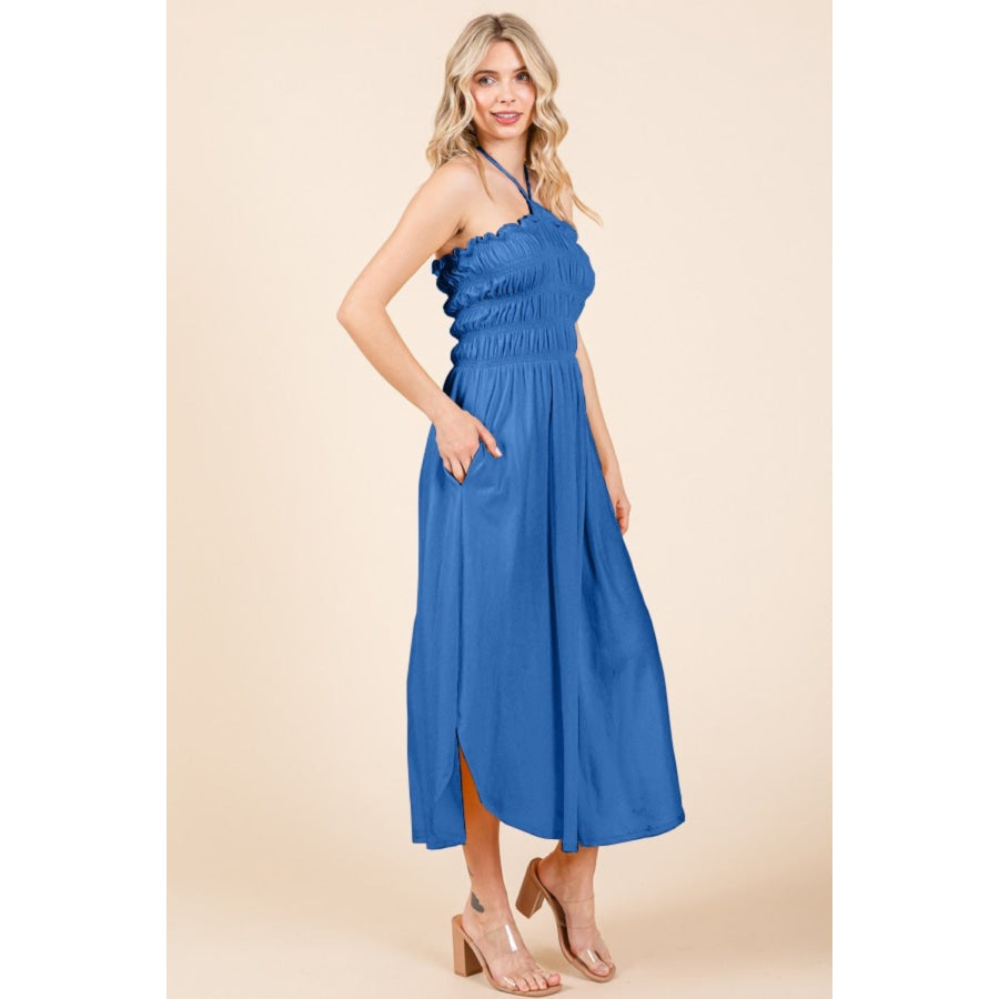 Culture Code Tie Back Shirring Dress with Pockets Apparel and Accessories