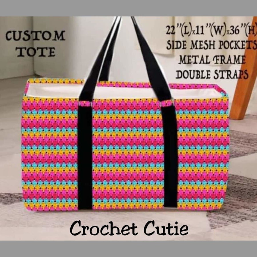Custom Design Canvas Collapsible Large Tote Bags - Crochet Cutie Lunch Boxes & Totes
