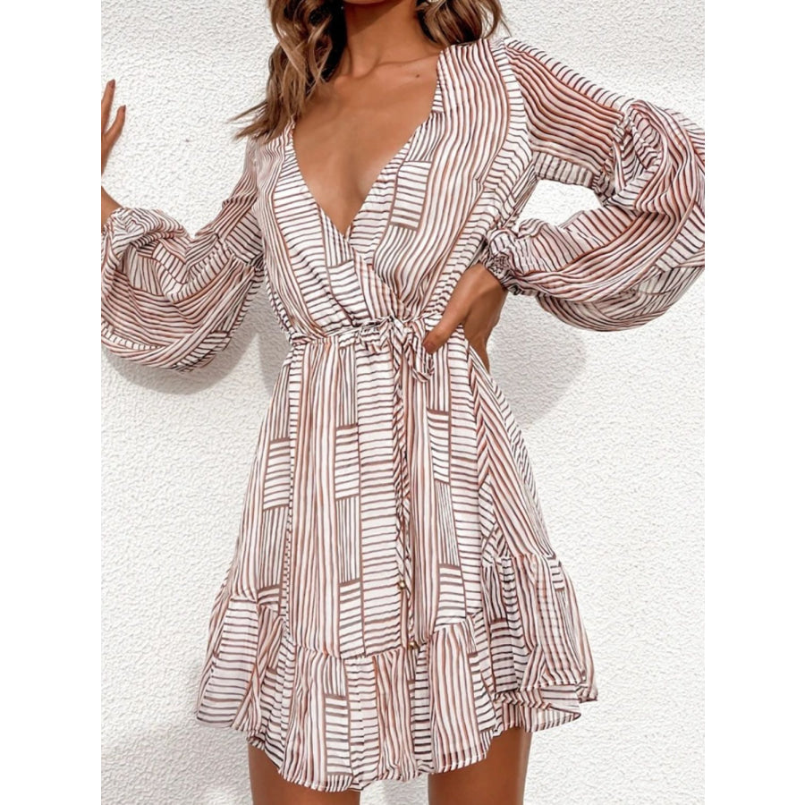 Cutout Back Surplice Long Sleeve Dress Apparel and Accessories