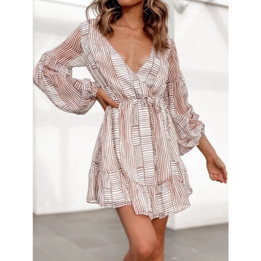 Cutout Back Surplice Long Sleeve Dress Apparel and Accessories
