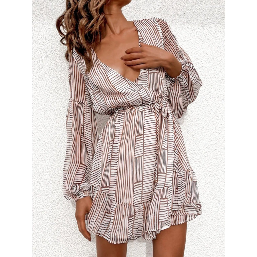 Cutout Back Surplice Long Sleeve Dress Apparel and Accessories