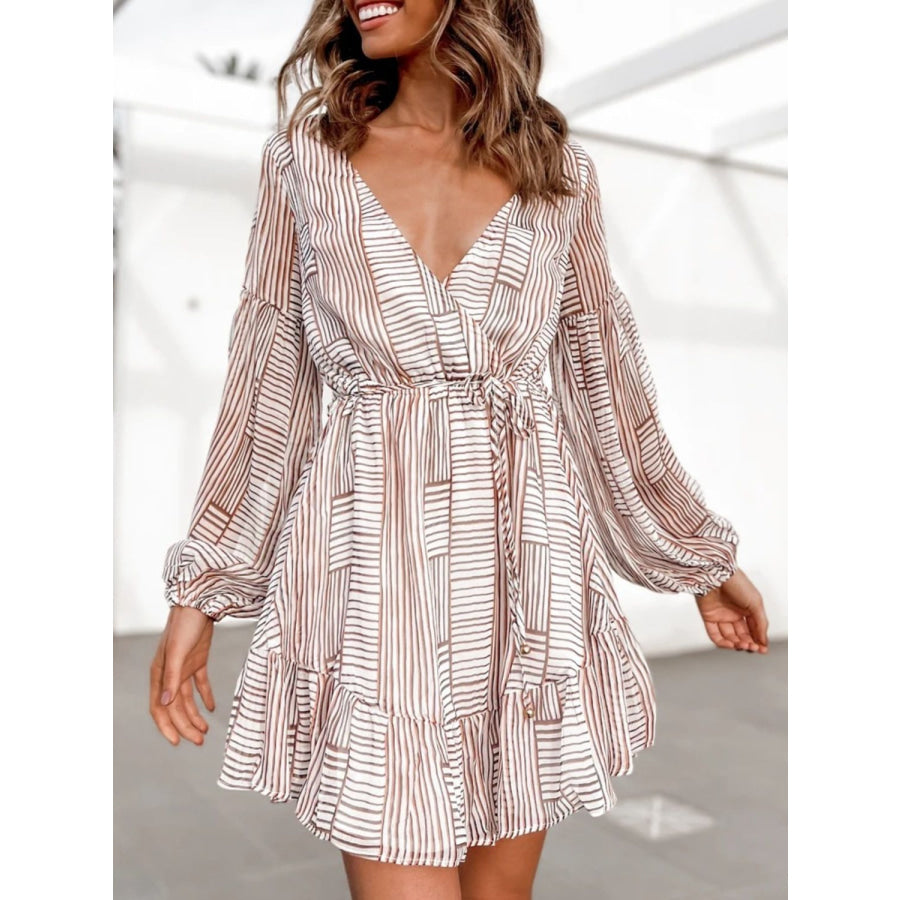 Cutout Back Surplice Long Sleeve Dress Apparel and Accessories