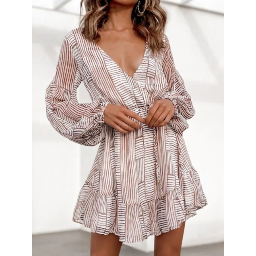 Cutout Back Surplice Long Sleeve Dress Apparel and Accessories