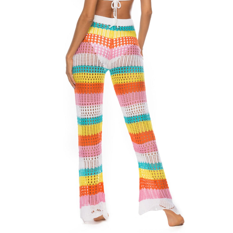 Cutout Contrast High Waist Swim Pants Apparel and Accessories