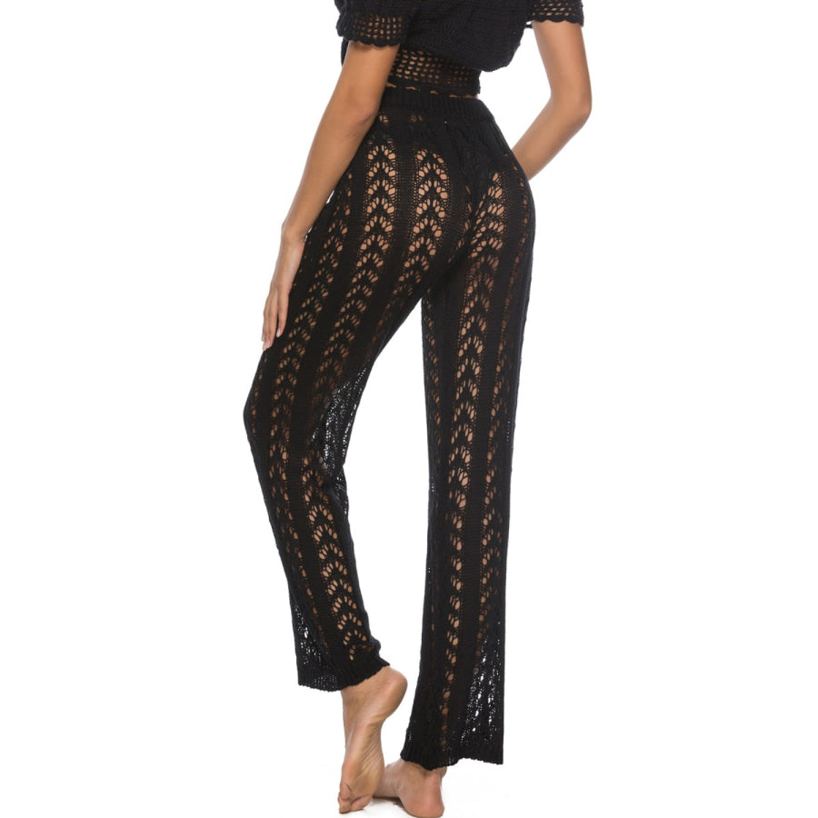 Cutout Drawstring High Waist Swim Pants Apparel and Accessories