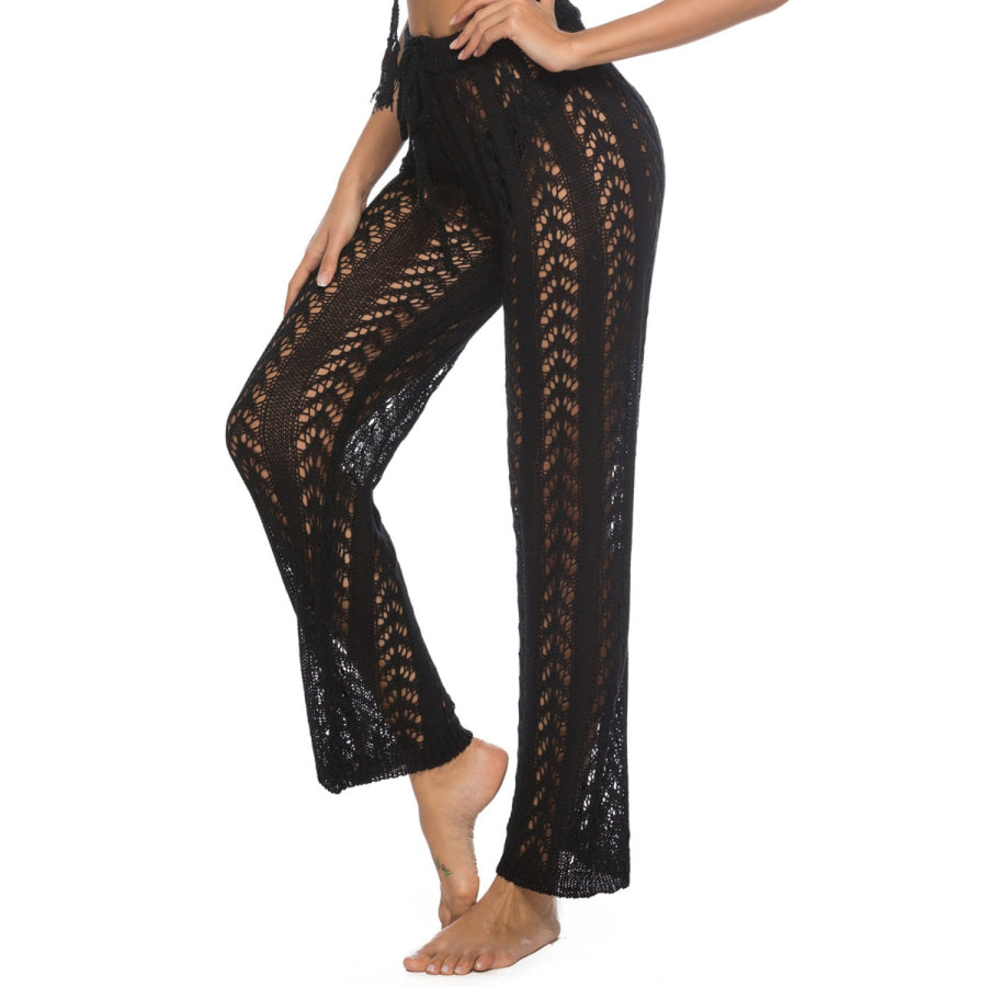 Cutout Drawstring High Waist Swim Pants Apparel and Accessories