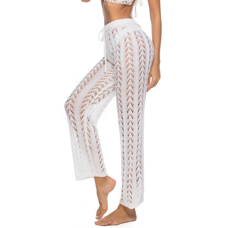 Cutout Drawstring High Waist Swim Pants Apparel and Accessories