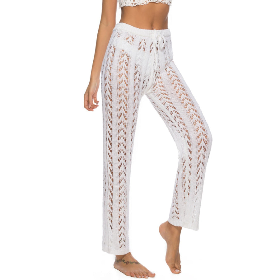 Cutout Drawstring High Waist Swim Pants Apparel and Accessories