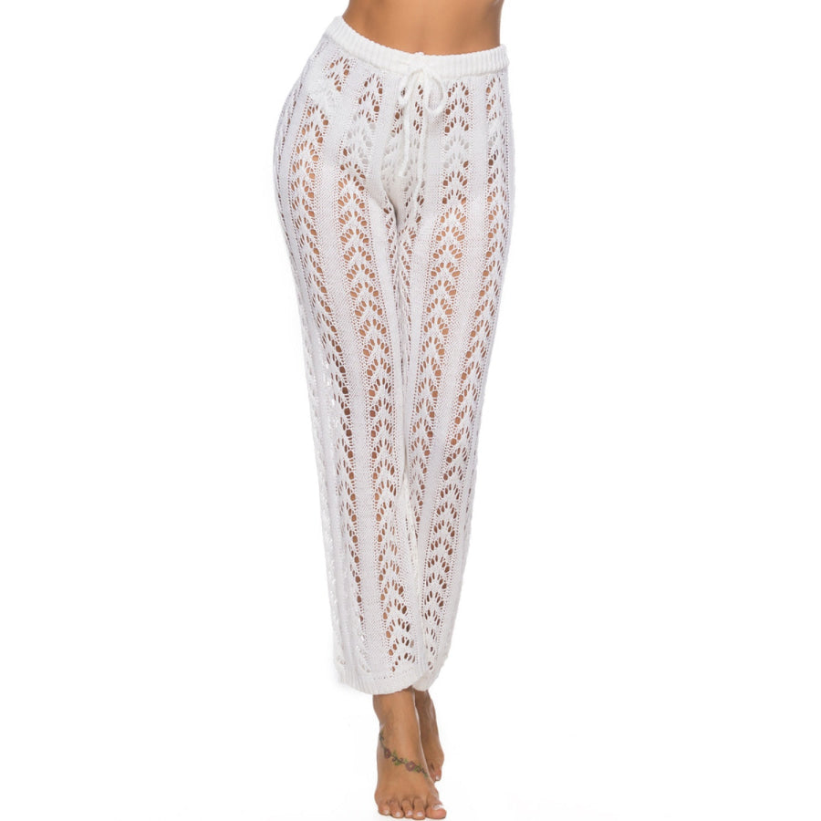 Cutout Drawstring High Waist Swim Pants Apparel and Accessories