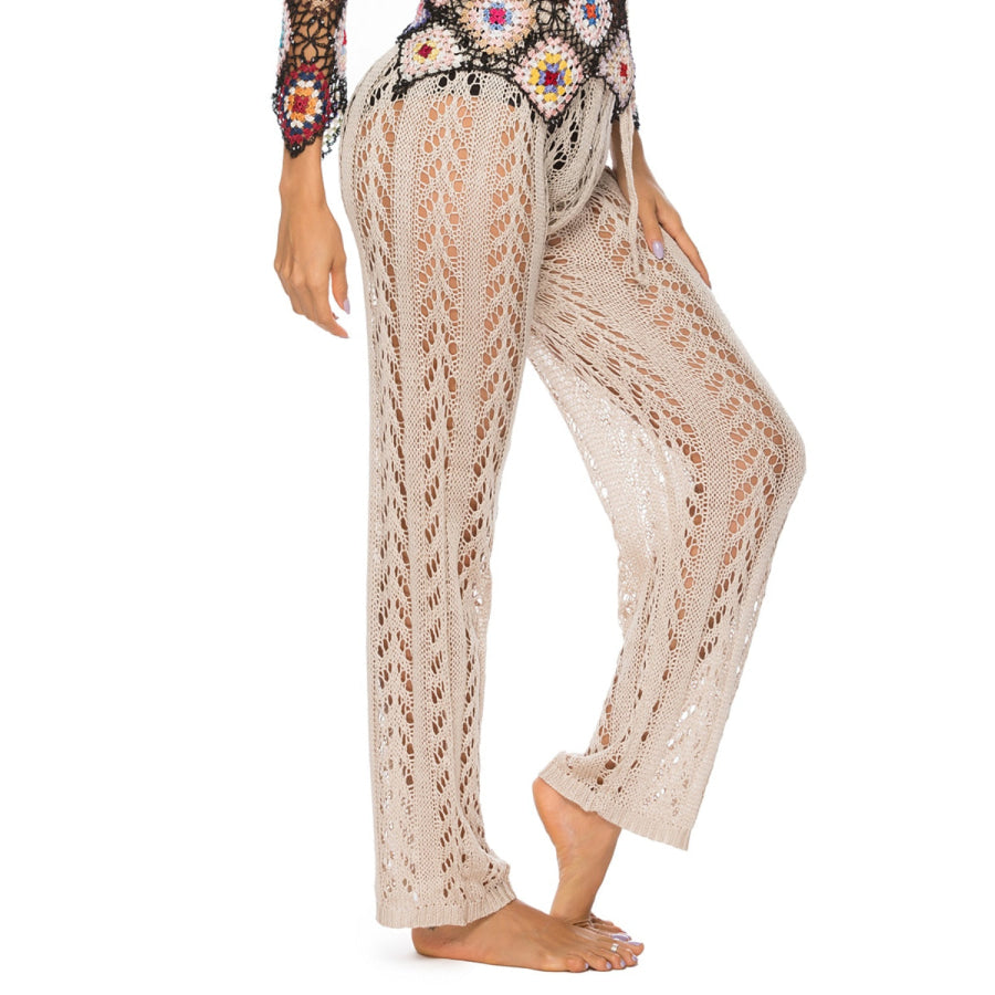 Cutout Drawstring High Waist Swim Pants Apparel and Accessories