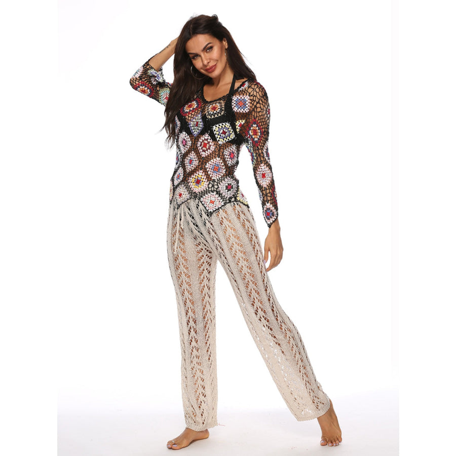 Cutout Drawstring High Waist Swim Pants Apparel and Accessories