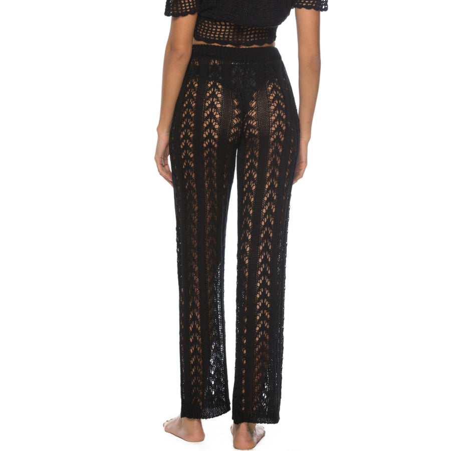 Cutout Drawstring High Waist Swim Pants Apparel and Accessories