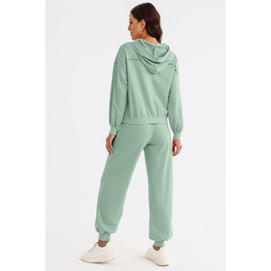 Cutout Drawstring Hoodie and Joggers Active Set Apparel and Accessories