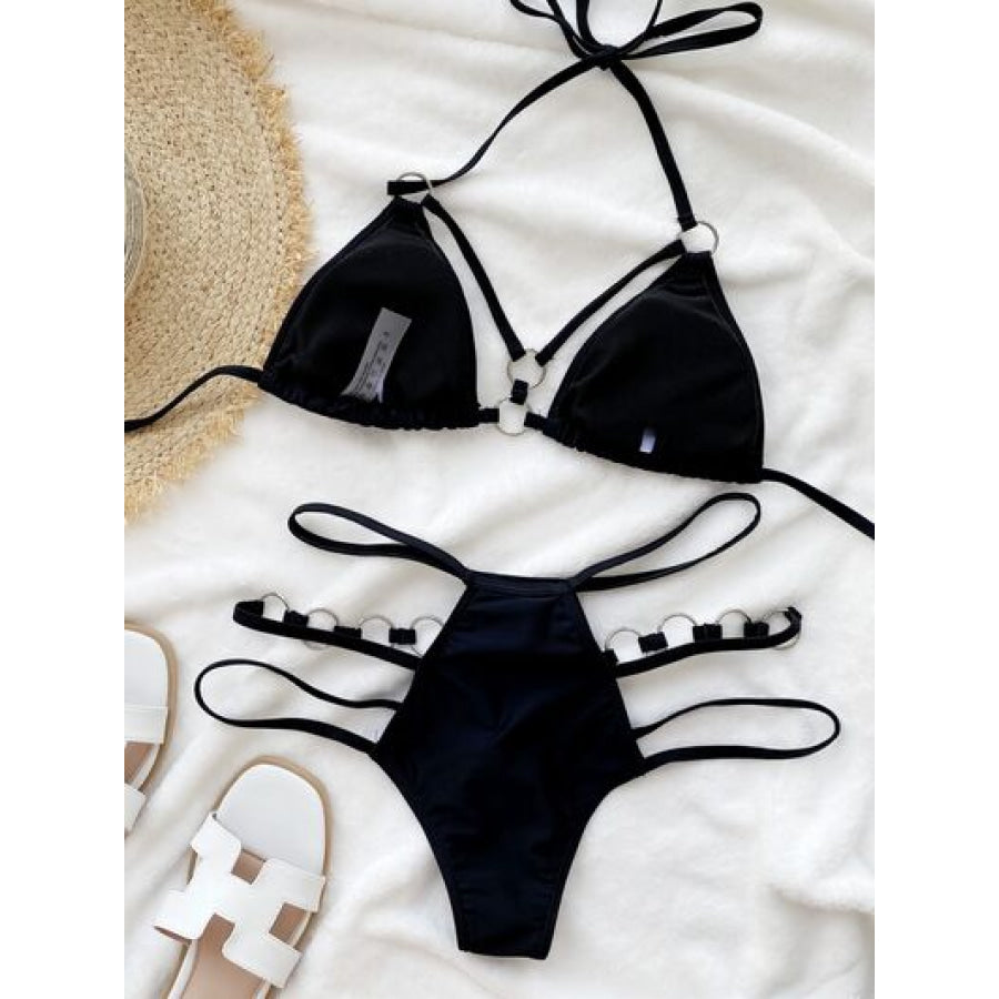 Cutout Halter Neck Two - Piece Bikini Set Apparel and Accessories