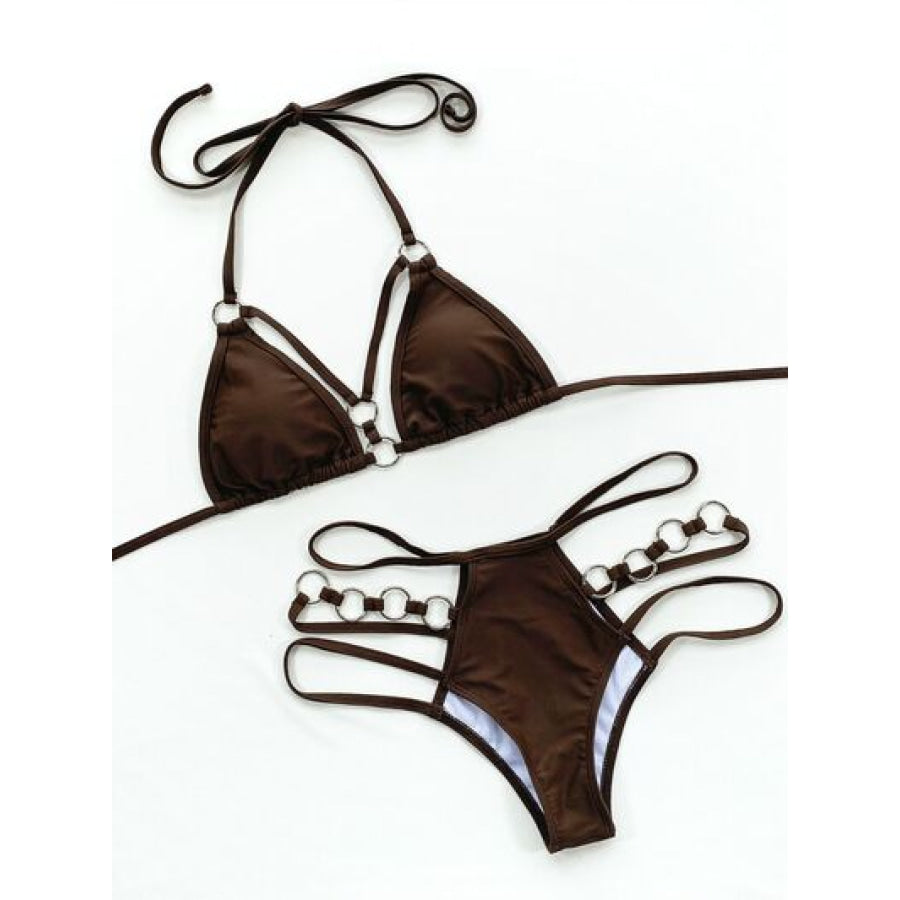 Cutout Halter Neck Two - Piece Bikini Set Apparel and Accessories