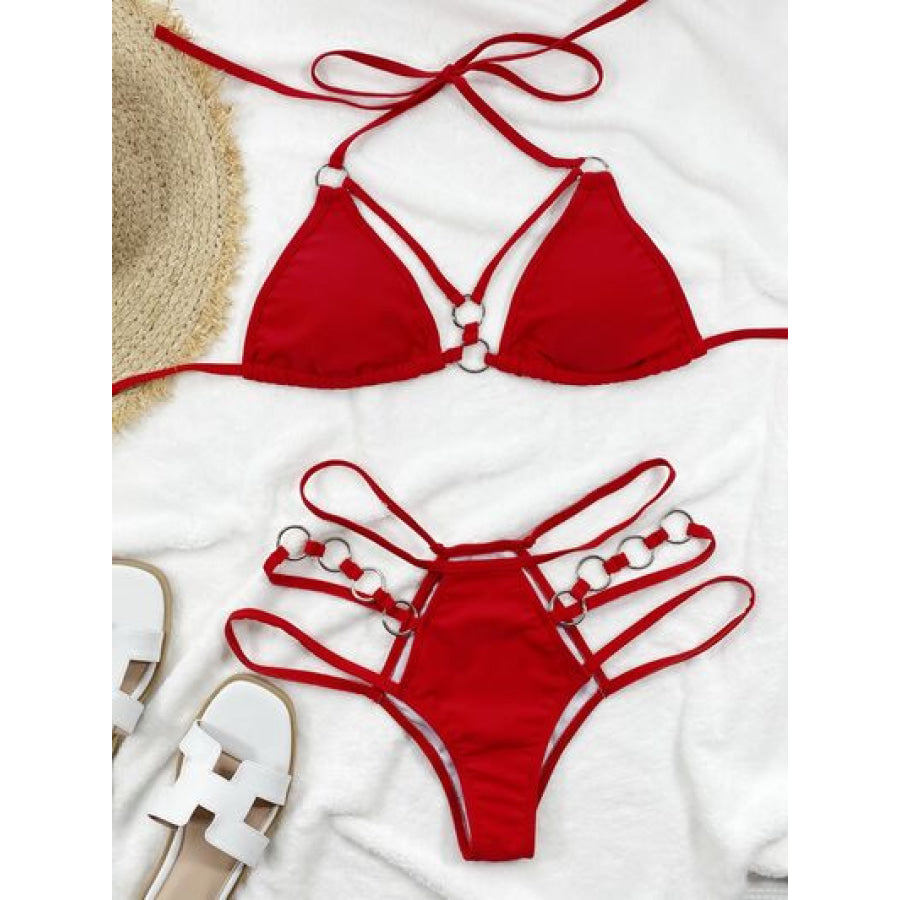 Cutout Halter Neck Two - Piece Bikini Set Apparel and Accessories