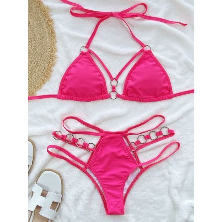 Cutout Halter Neck Two - Piece Bikini Set Apparel and Accessories