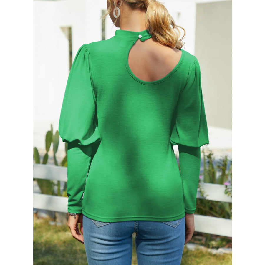 Cutout Mock Neck Long Sleeve T-Shirt Apparel and Accessories