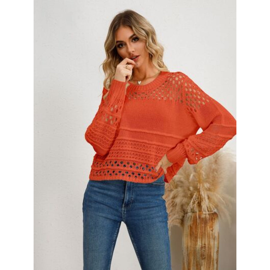 Cutout Round Neck Knit Top Apparel and Accessories