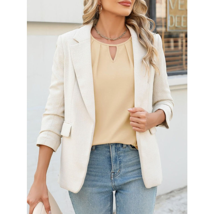 Cutout Round Neck Lace Long Sleeve Blouse Apparel and Accessories