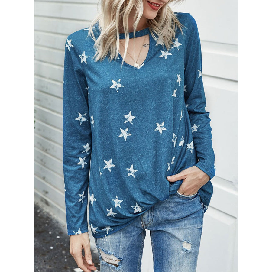 Cutout Round Neck Long Sleeve T-Shirt Apparel and Accessories