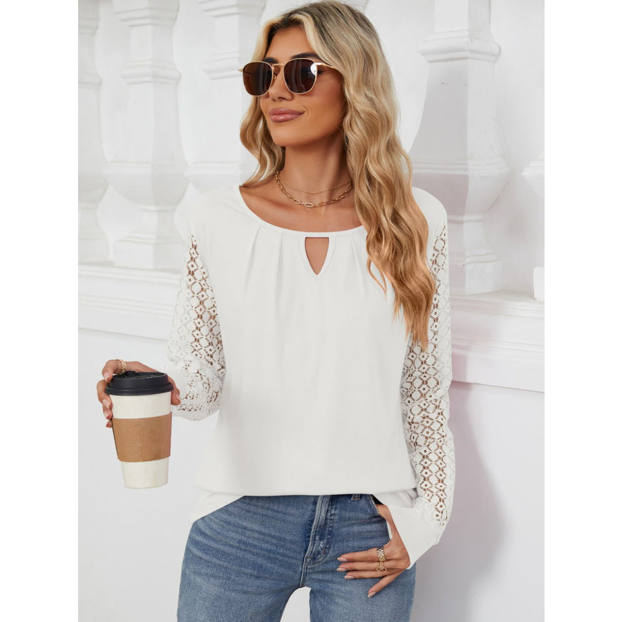 Cutout Round Neck Long Sleeve T-Shirt Apparel and Accessories