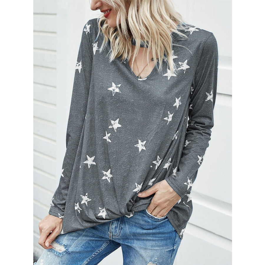 Cutout Round Neck Long Sleeve T-Shirt Apparel and Accessories