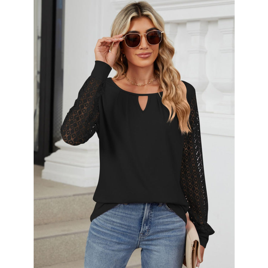 Cutout Round Neck Long Sleeve T-Shirt Apparel and Accessories