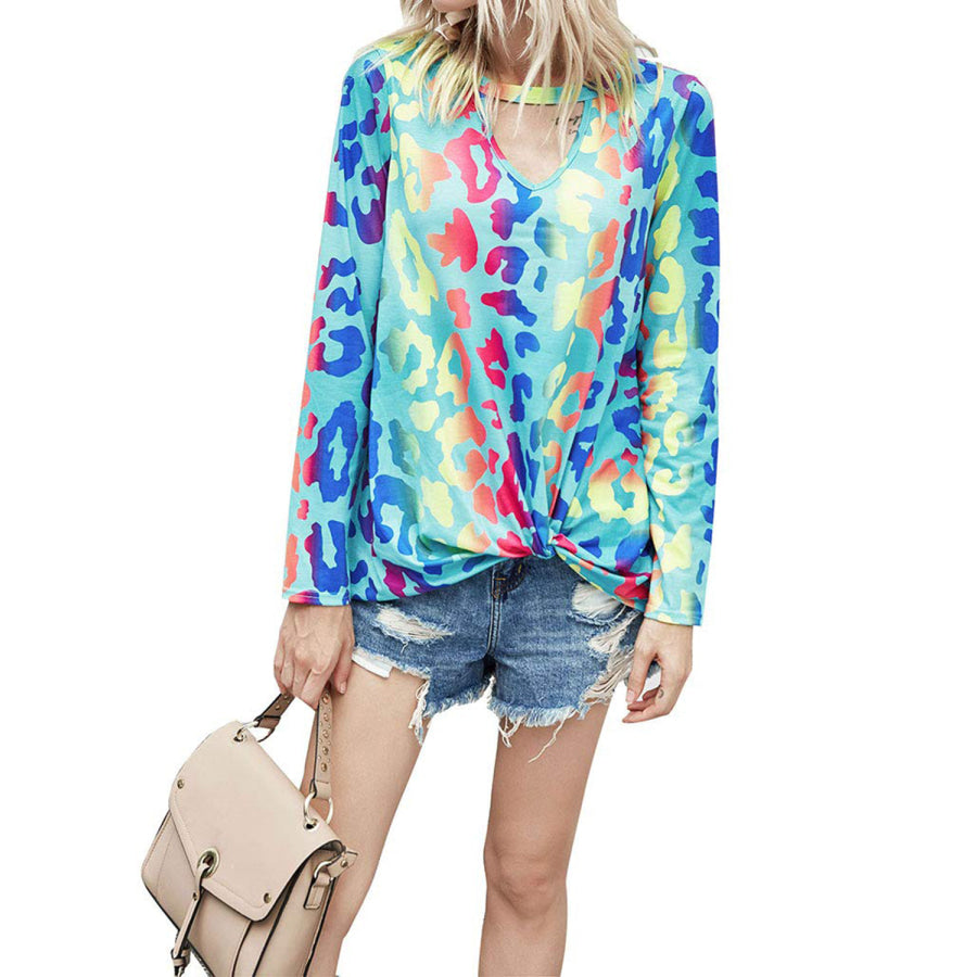 Cutout Round Neck Long Sleeve T-Shirt Apparel and Accessories