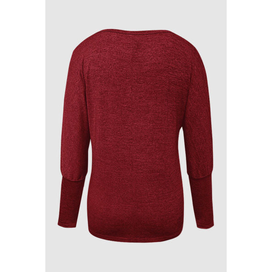 Cutout Round Neck Long Sleeve T - Shirt Apparel and Accessories