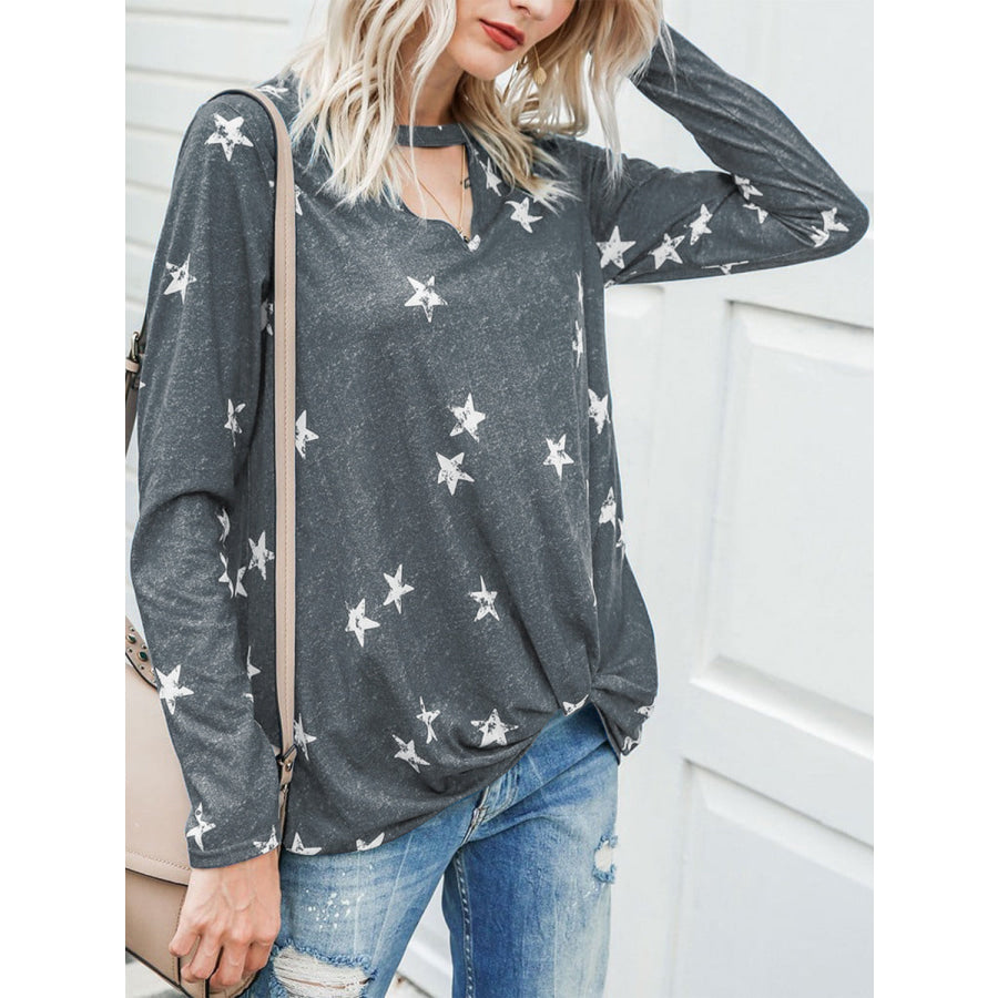 Cutout Round Neck Long Sleeve T-Shirt Apparel and Accessories