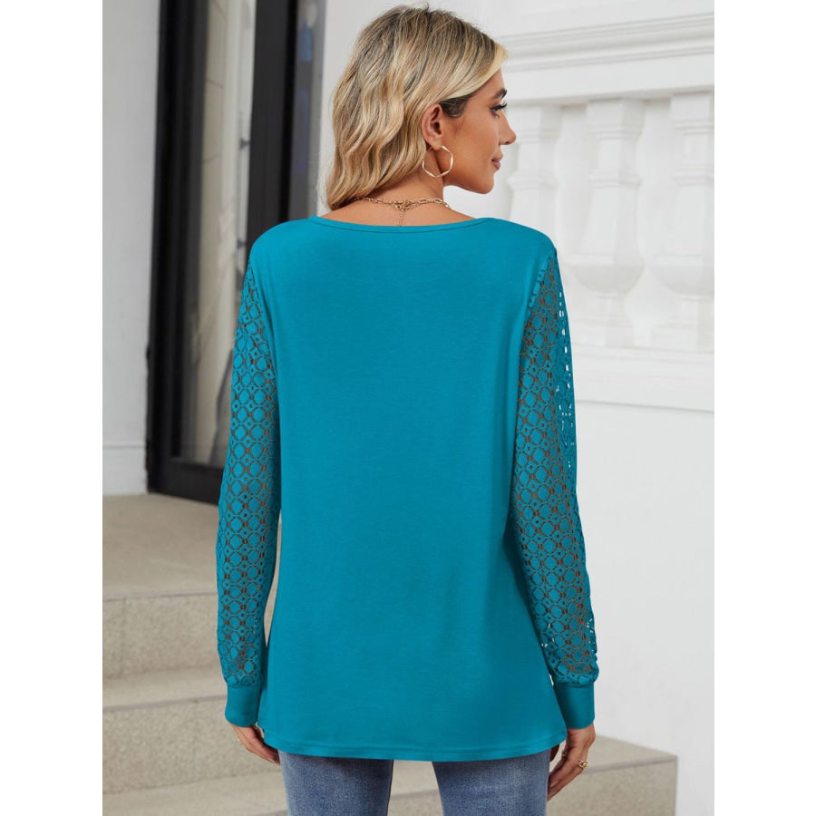 Cutout Round Neck Long Sleeve T-Shirt Apparel and Accessories