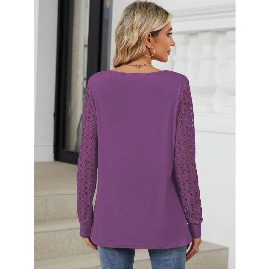 Cutout Round Neck Long Sleeve T-Shirt Apparel and Accessories