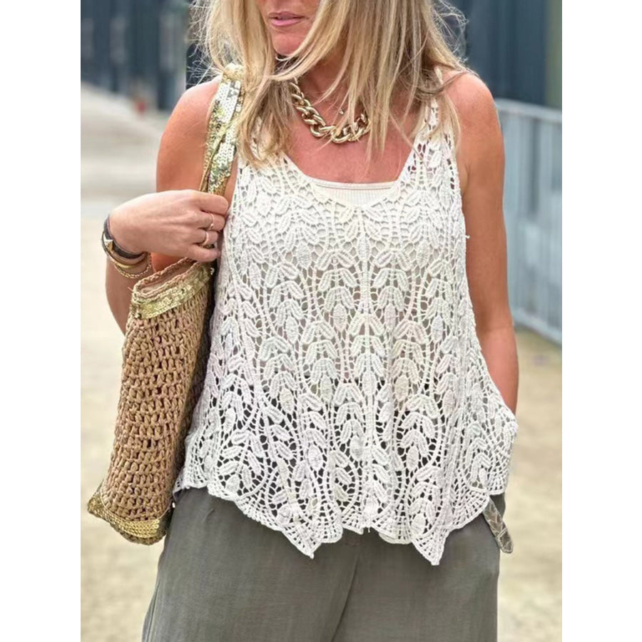 Cutout Scoop Neck Sleeveless Knit Cover Up Apparel and Accessories