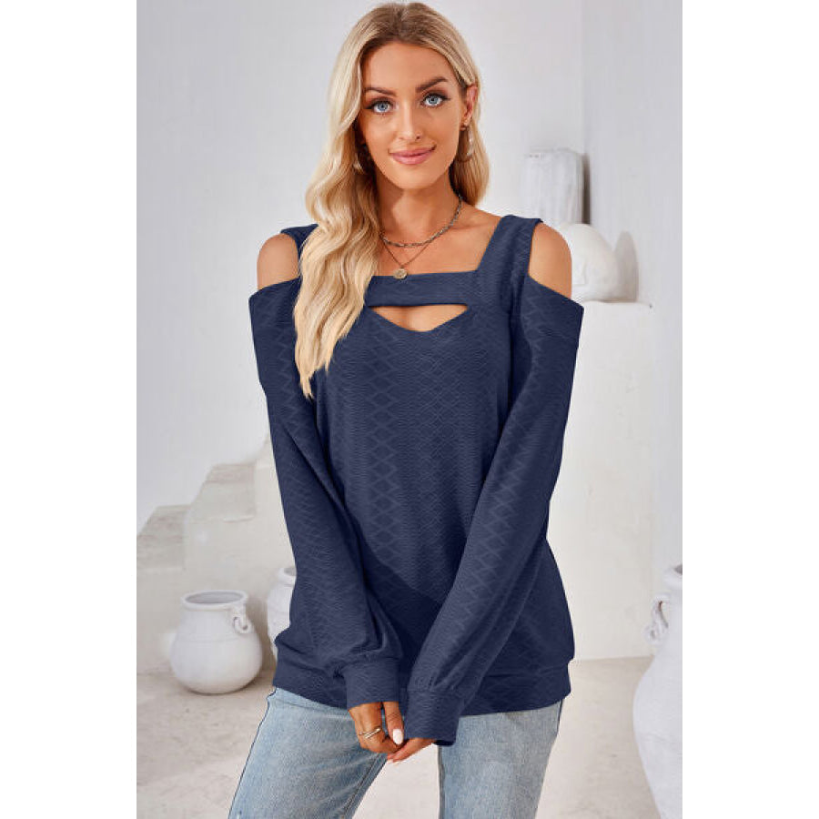 Cutout Square Neck Cold Shoulder T - Shirt Apparel and Accessories