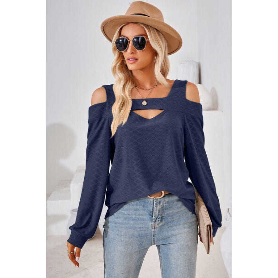 Cutout Square Neck Cold Shoulder T - Shirt Apparel and Accessories