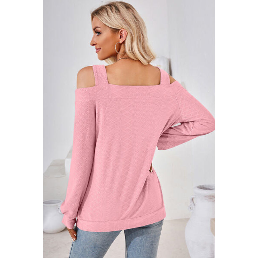 Cutout Square Neck Cold Shoulder T - Shirt Apparel and Accessories
