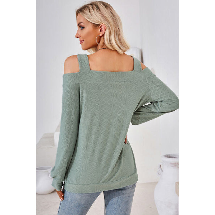 Cutout Square Neck Cold Shoulder T - Shirt Apparel and Accessories