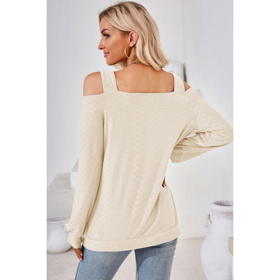 Cutout Square Neck Cold Shoulder T - Shirt Apparel and Accessories