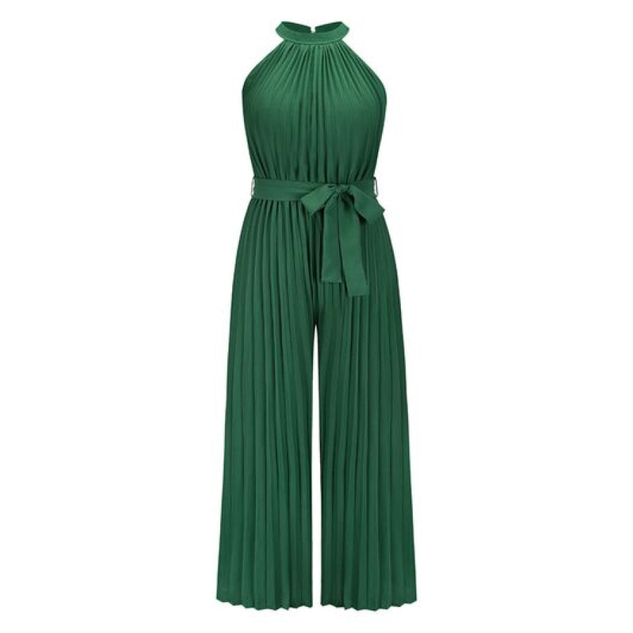 Cutout Tied Pleated Sleeveless Jumpsuit Apparel and Accessories