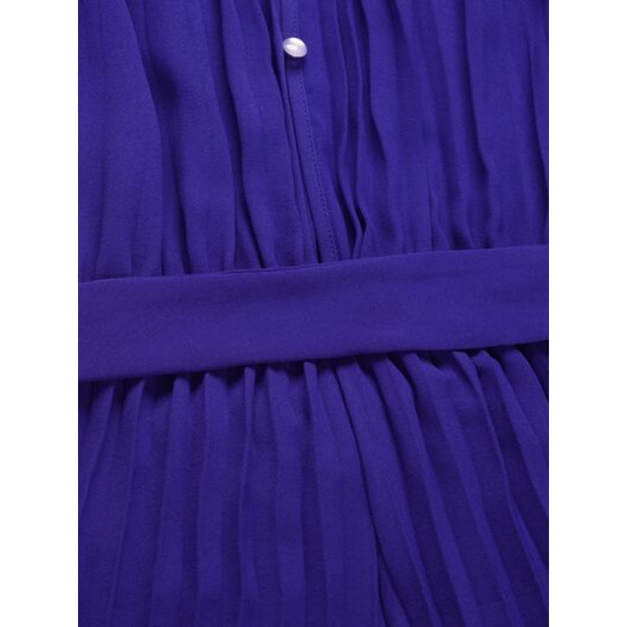 Cutout Tied Pleated Sleeveless Jumpsuit Apparel and Accessories