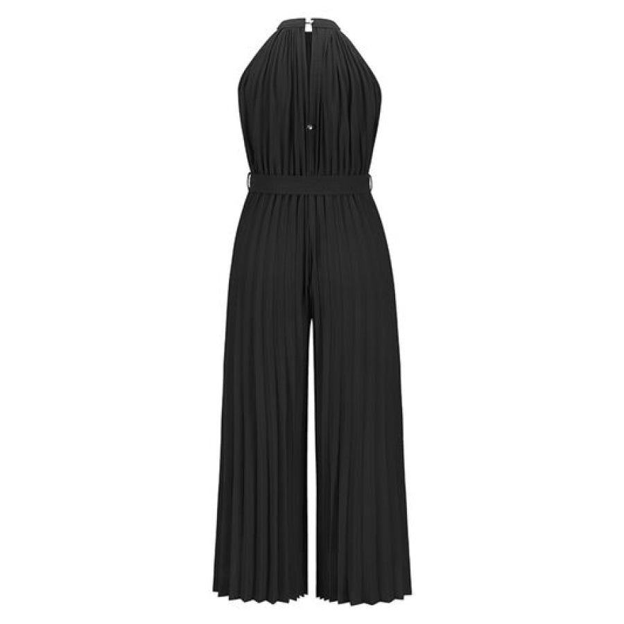 Cutout Tied Pleated Sleeveless Jumpsuit Apparel and Accessories