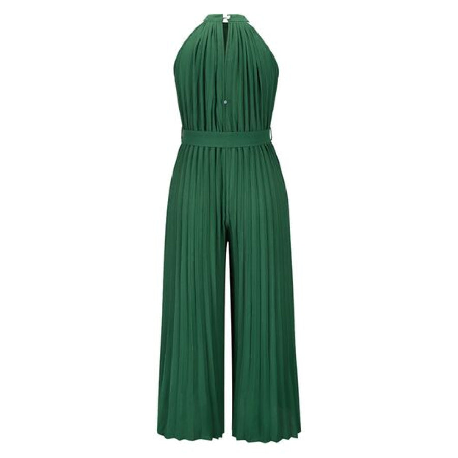 Cutout Tied Pleated Sleeveless Jumpsuit Apparel and Accessories