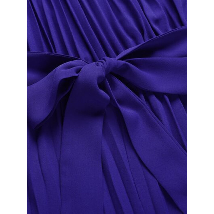 Cutout Tied Pleated Sleeveless Jumpsuit Apparel and Accessories