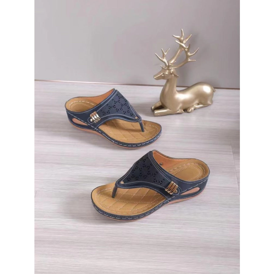 Cutout Toe Post PVC Sandals Apparel and Accessories