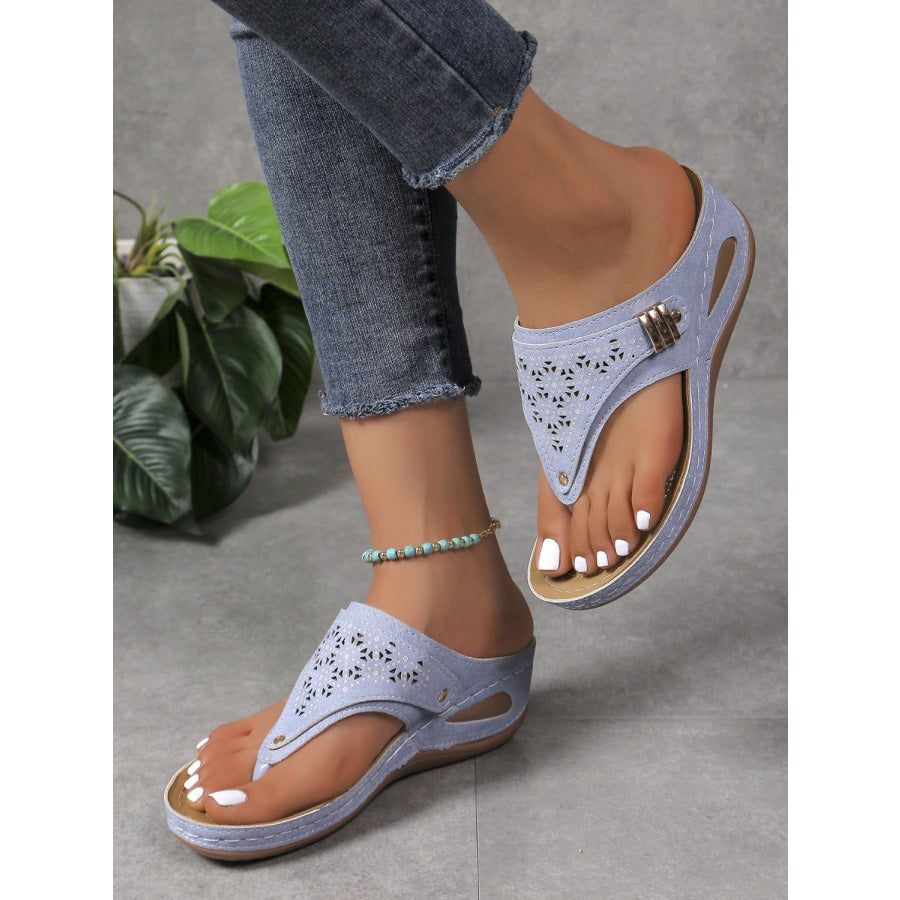 Cutout Toe Post PVC Sandals Apparel and Accessories