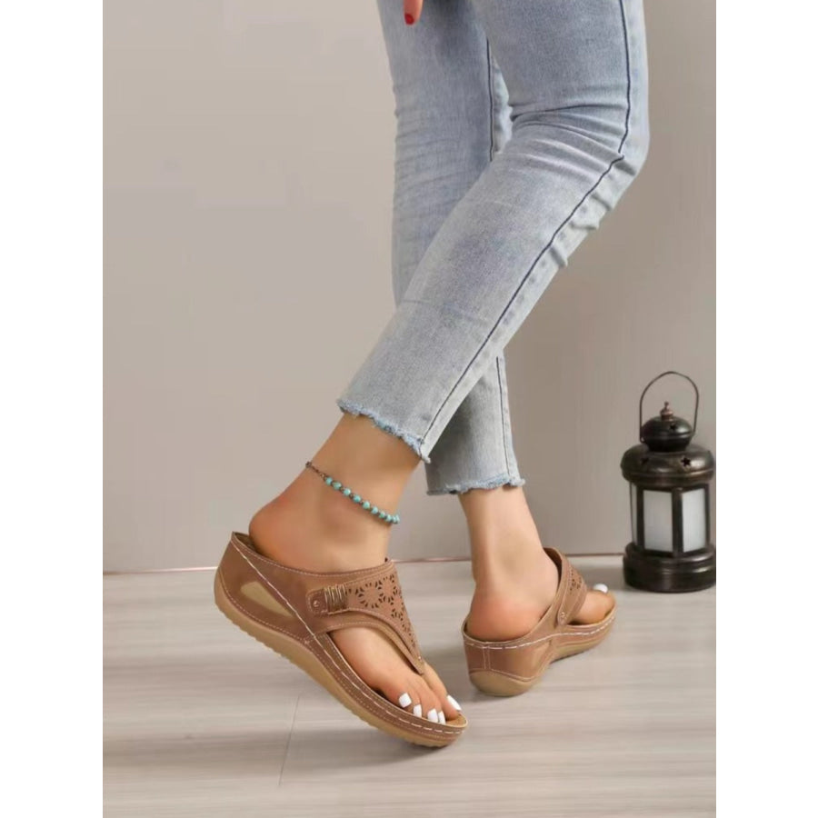 Cutout Toe Post PVC Sandals Apparel and Accessories