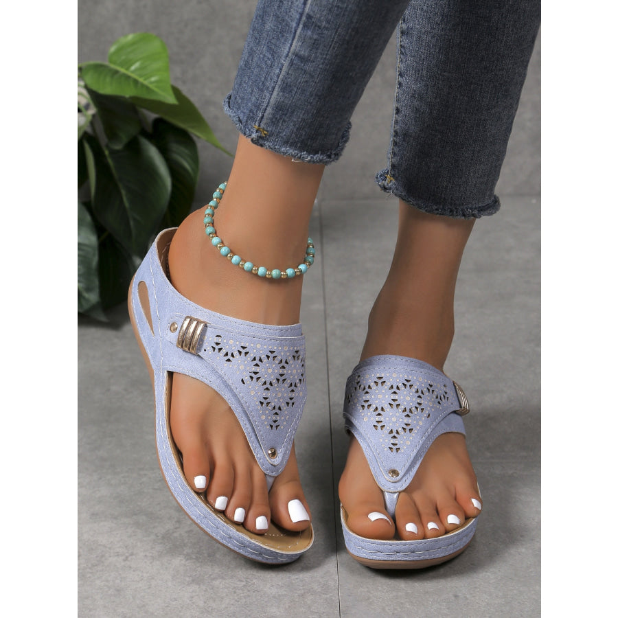 Cutout Toe Post PVC Sandals Lavender / 36(US5) Apparel and Accessories