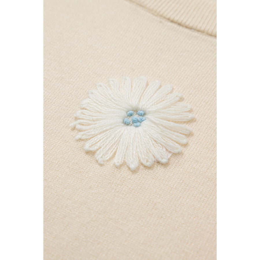 Daisy Round Neck Short Sleeve Knit Top Apparel and Accessories